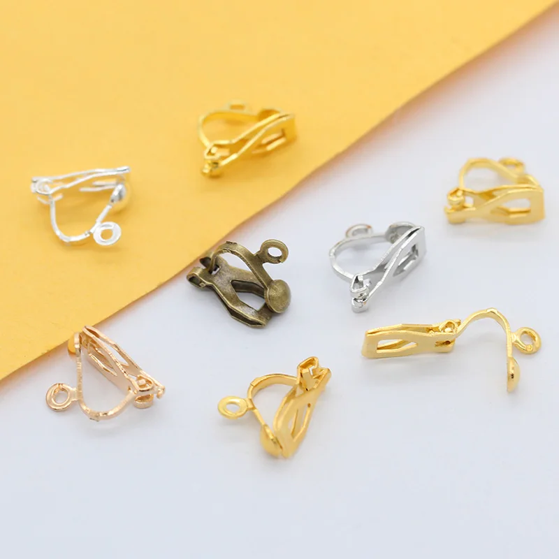 20p 10x13mm Silver gold plated Bronze Metal Blank Earrings Loop Converters Non-Pierced ear Clip On Findings jewelry craft Buckle