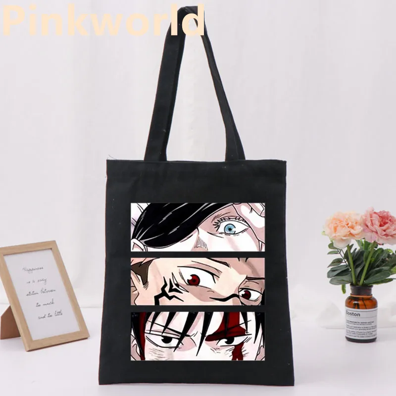 Jujutsu kaisen Team Print Cool Shopper Bag, bolso de hombro, blanco y negro, moda para mujer, envío directo