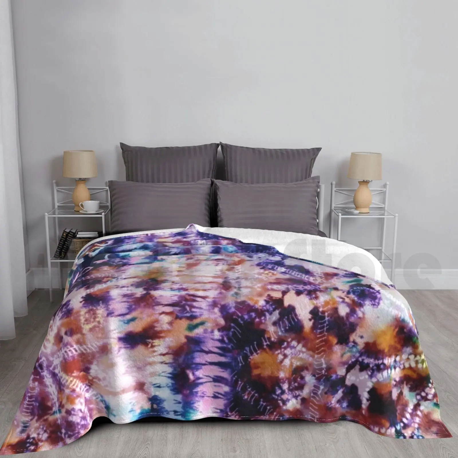 Tie-Dye Shibori Seascapes Blanket Fashion Custom Tie Dye Rainbow Acid Swirl Twirl Rollercoaster Merry Go