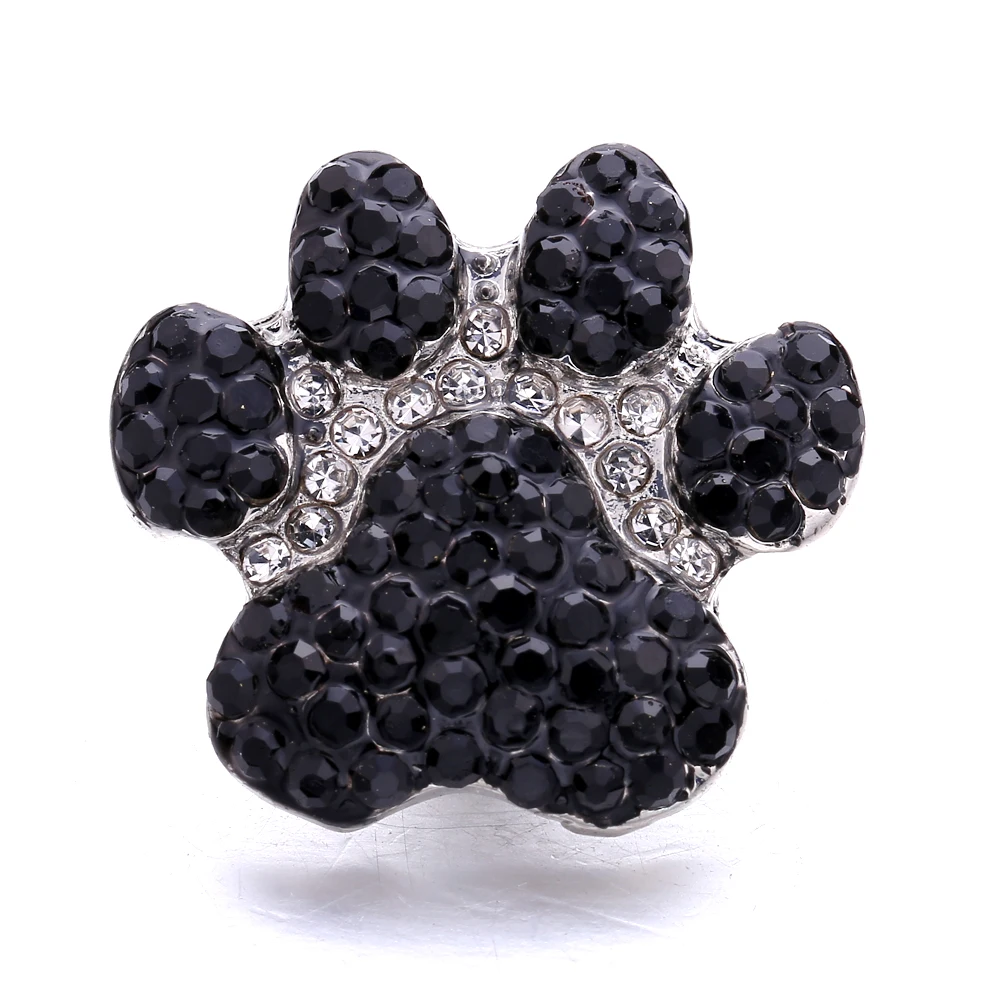 5pcs/lot Black Snap Jewelry Fashion Wholesale Rhinestone Flower 18mm Snap Buttons Jewelry Fit 18mm Leather Snap Button Bracelet