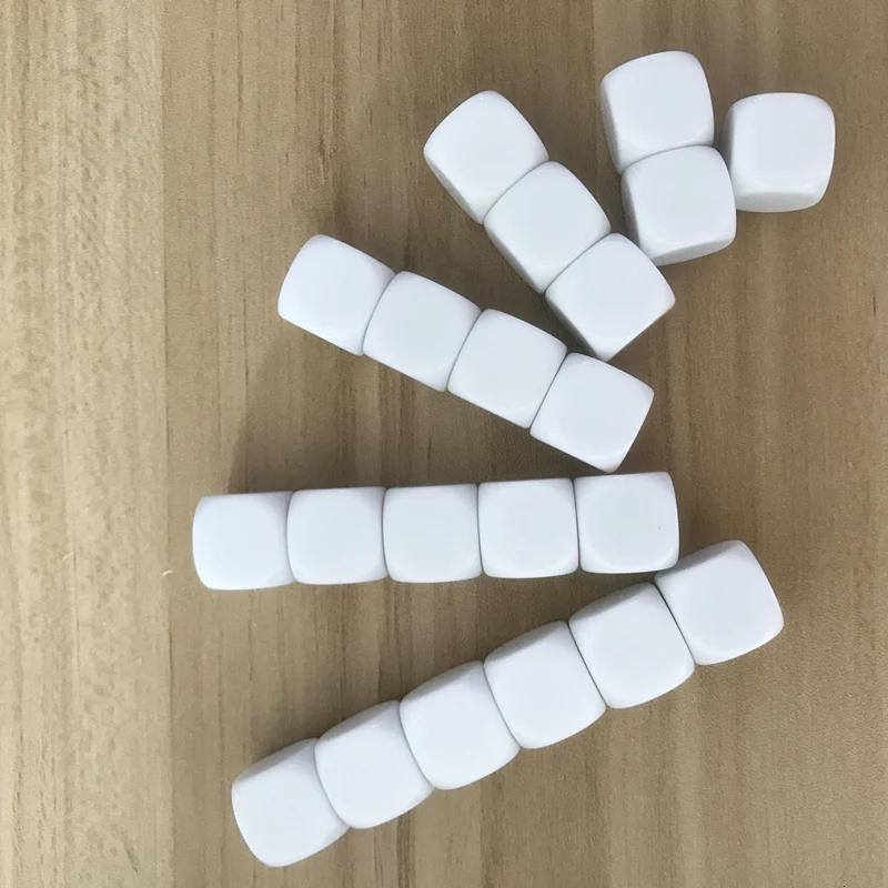 New Dice 50/100/200 Pcs/Lot 16mm Blank Dice D6 Acrylic White Rounded Corner Blank Dice Write and Carving Children Teaching Game