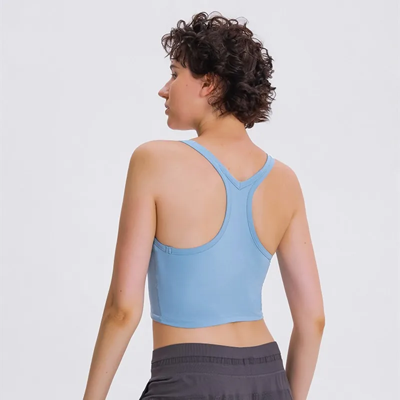 Einfarbig Beliebte Frauen Sport Tank Top Sexy Einfarbig Yoga Fitness Bh Shock-proof Laufen Gym Kleidung Mit abnehmbare Brust Pad
