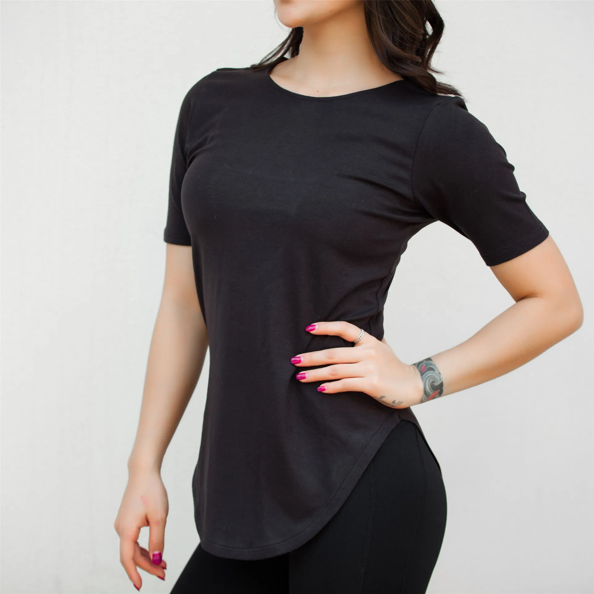 Spring&Summer New Y-shaped Hollow Sports Yoga Short-sleeved T-shirt Cotton Loose Shirt Running Fitness Gym Workout Top