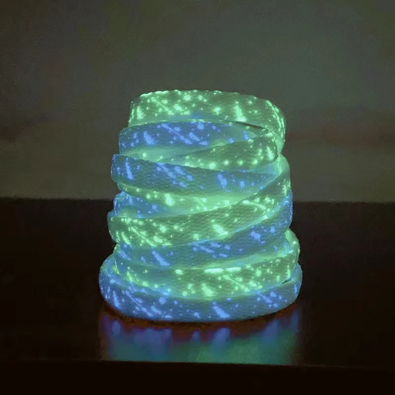 1 Paar leuchtende Schnürsenkel, leuchtende fluoreszierende Schnürsenkel für Turnschuhe, flache Spitze, Schuhe, Stiefel, Schnürsenkel, 120/140/160 cm – Detail 1