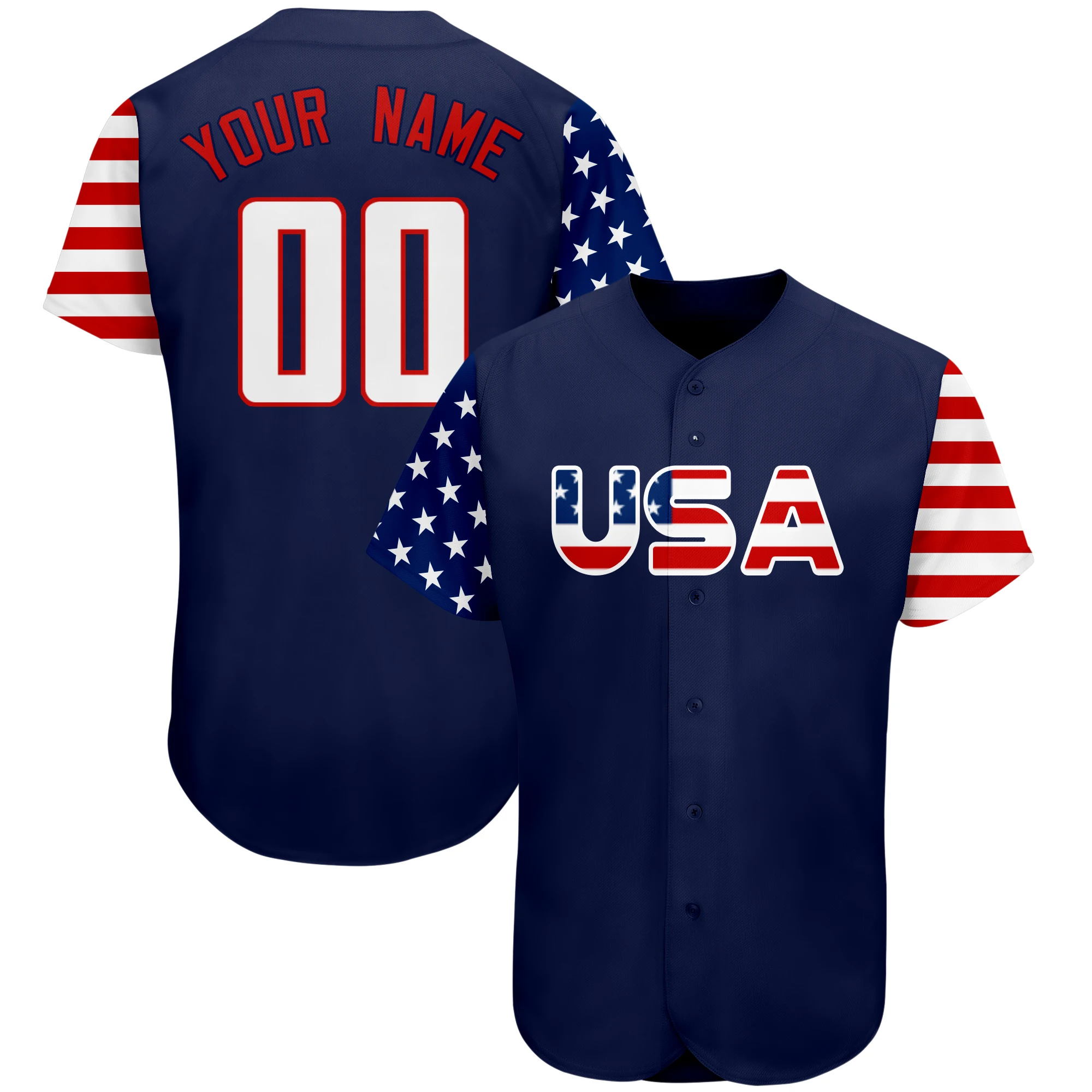 Custom Baseball Jersey Sublimation Printed  American Flag Baseball Shirt Baseball Club League Softball Training Shirt