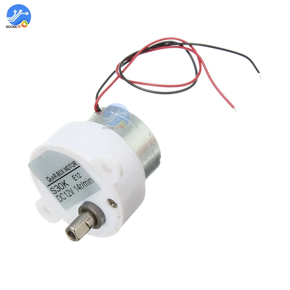 12V 14RPM 2 Wires Electric Brushless Motor High Torque Electric Geared Box S30K Reduction for Electronic Game Fun