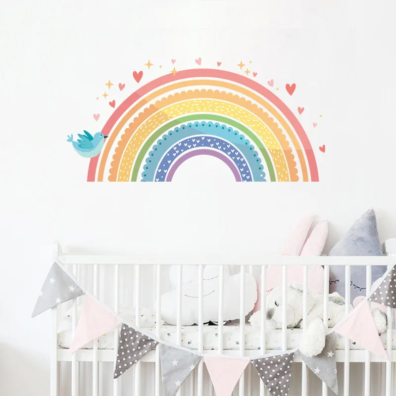 

Cartoon Lace Rainbow Wall Sticker Kids Room Background Decor Wallpaper Baby Bedroom For Home Beautify Decoration Nursery Decals
