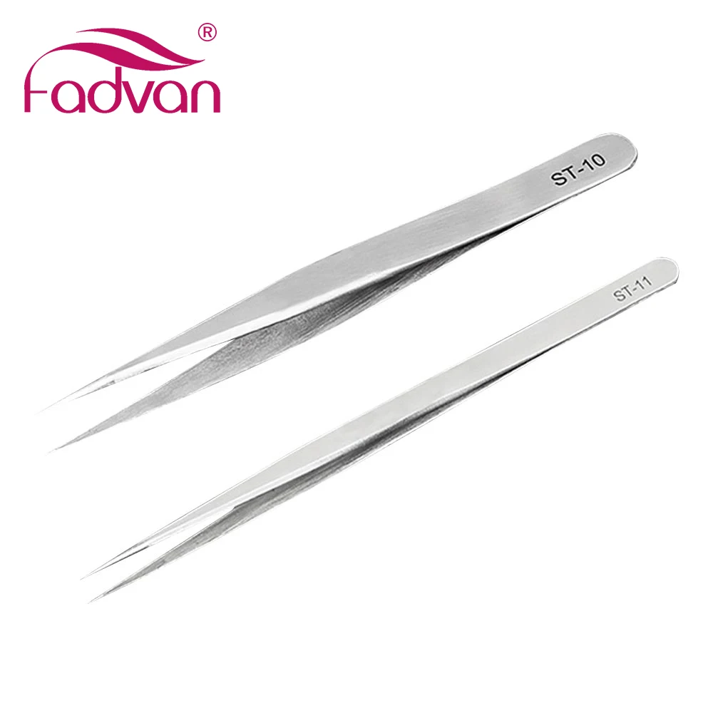 Fadvan Stainless Steel Tweezers 2pcs/set VETUS-ST Series Eyebrow Tweezer False Eyelash Extension Tools Anti Acid Tweezers