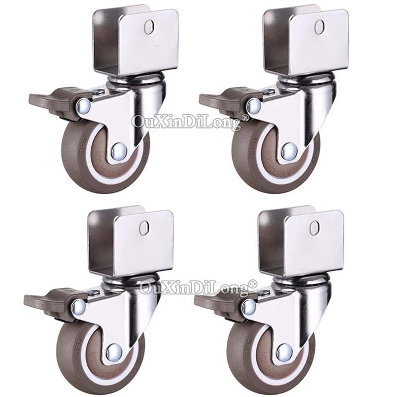 4PCS 1.5 Inch Furniture Casters Crib/Baby Bed Casters with Brake Wheels Rubber Swivel Caster Hardware for 16/18/20/22/25mm GF684