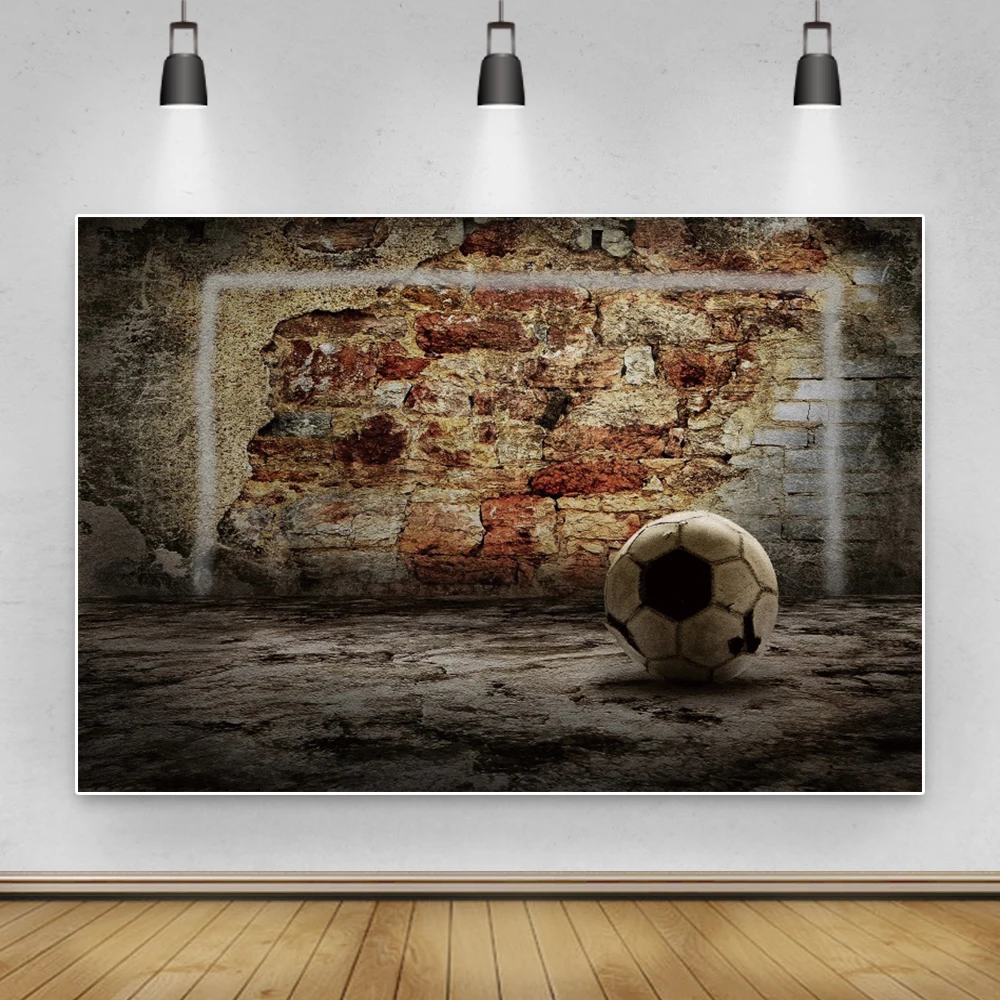 LATAR BELAKANG Fotografi Vintage Dinding Bata Sepak Bola Latar Belakang Baby Shower Anak Potret Photophone untuk Foto Studio Photocall