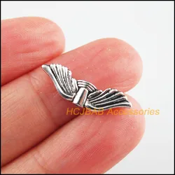 35 New Angel Wings Charms Tibetan Silver Tone Animal Spacer Beads 6.5x21mm