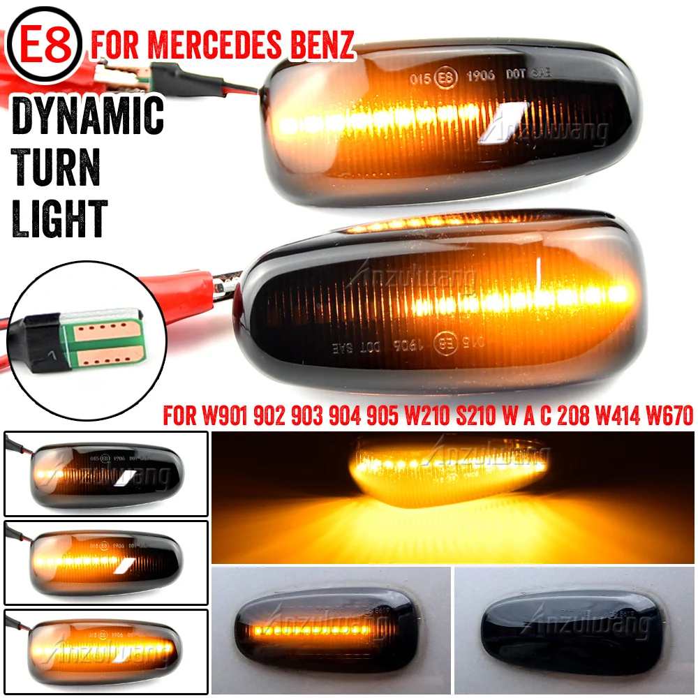 

1 Pair For Mercedes BENZ W202 W210 W208 R170 Vito W638 Led Dynamic Side Marker Turn Signal Indicator Light Sequential Blinker