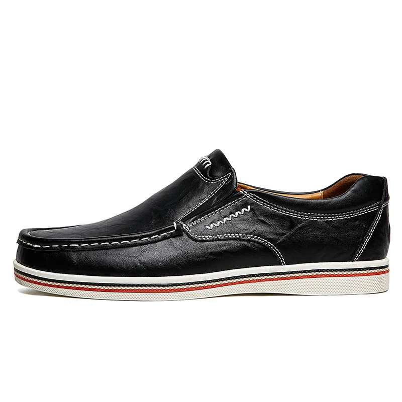 FUQIAO 2025 New Men Shoes Genuine leather Comfortable Men Casual Shoes Footwear Chaussures Flats For Men Slip On Lazy Shoes