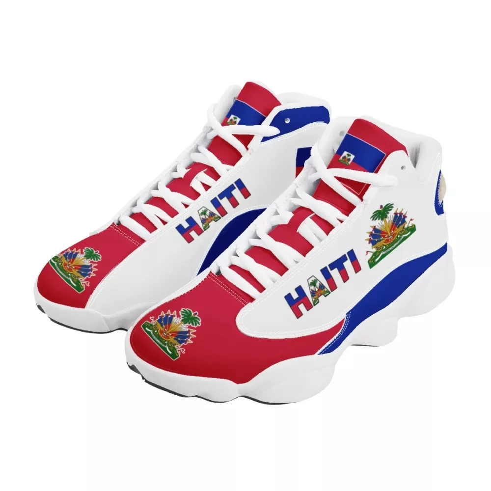 

Noisydesigns Men's Basketball Sneakers Print On Demand Haiti National Flag Printed Casual High Top Men Outdoor Comfortable Shoes