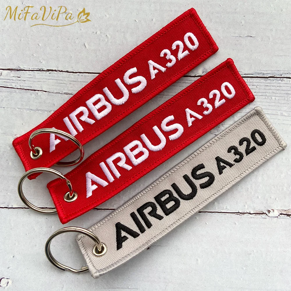 3 PCS Red Grey Black Airbus A320 Fashion Trinket Keychain Embroidery Aviation Llavero for Men Flight Crew Gift Sleutelhanger