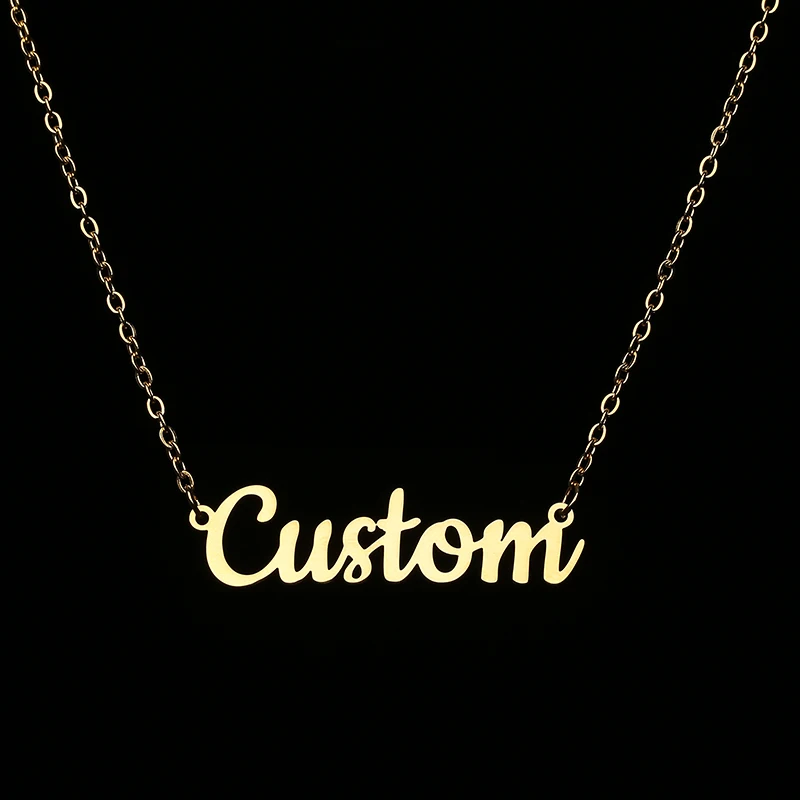 Kcaco Customized Stainless Steel Name Necklace Personalized Gold Plated Letter Pendant Unique Choker Nameplate for Women Gift