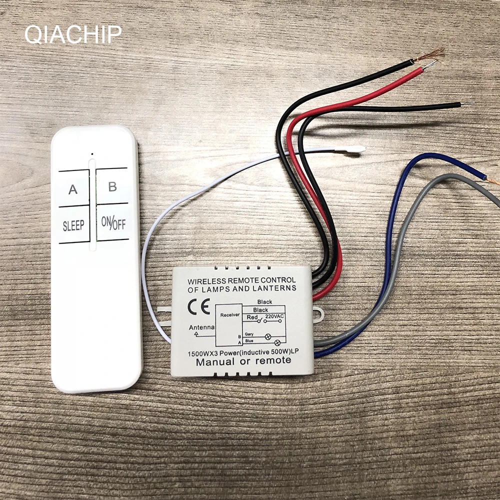 QIACHIP 2 Way AC 220V Ceiling Fan Panel Control Switch For Lamp Light Bulb door Wireless Remote Control Switch RF Remote