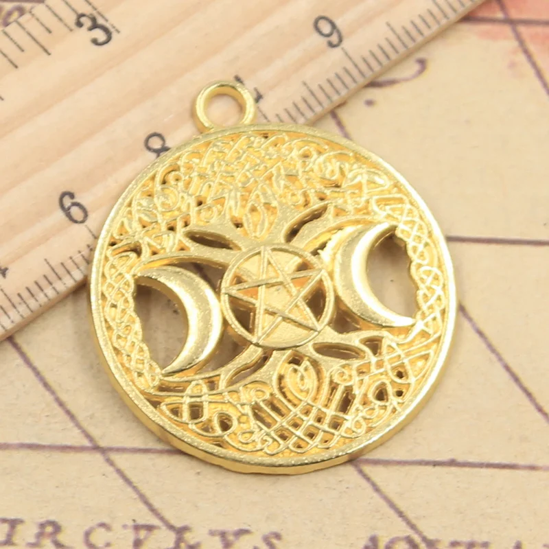 10pcs Charms Tree Of Life Norse Viking Moon Star 39x34mm Tibetan Bronze Silver Color Pendant Antique Making DIY Handmade Jewelry
