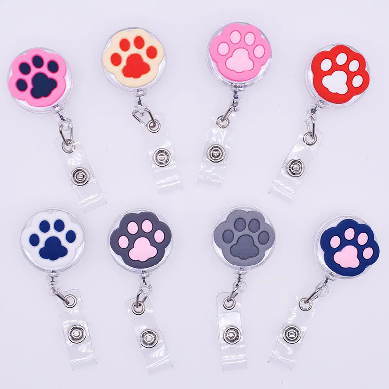 

Cute 60cm Silicone Small Size Cat's Paw Retractable Badge Reel Student Nurse Exhibition Enfermera Name Card ID Card Chest