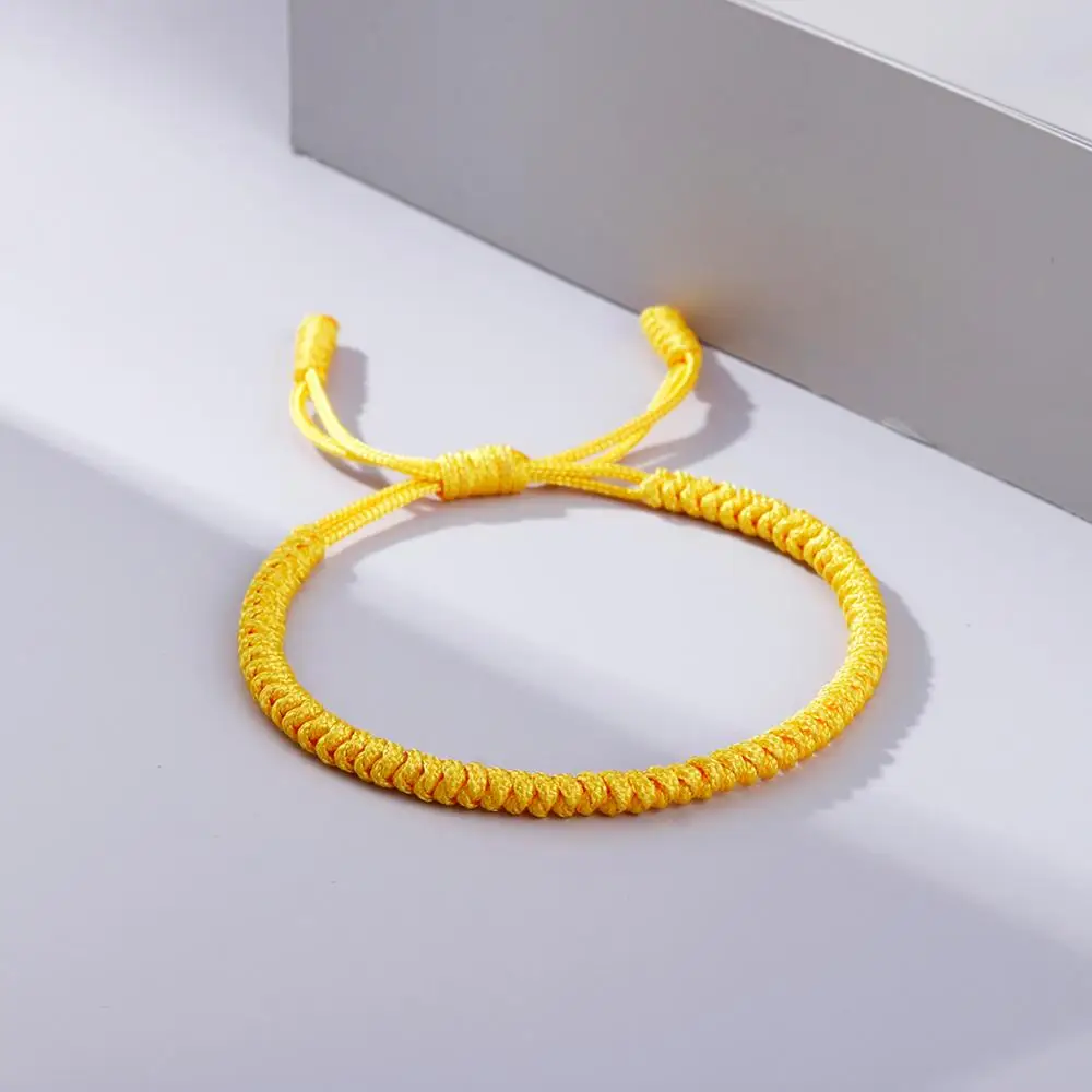 Trendy Yellow Woven Bracelets Adjustable Braided Handmade Thread Simple Rope Bracelets Best Friend Women Men Jewelry Accessories