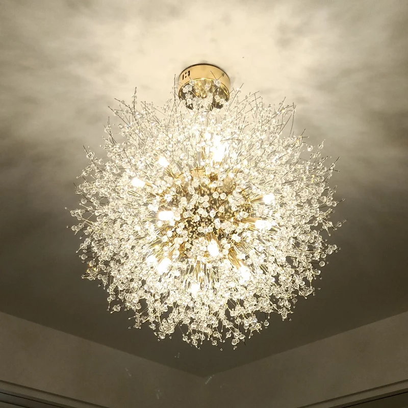 

Modern Crystal Dandelion Chandelier Luxury Firefly Lamp For Living Room Bedroom Dining Table Home Decoration LED Snowflake Lamp