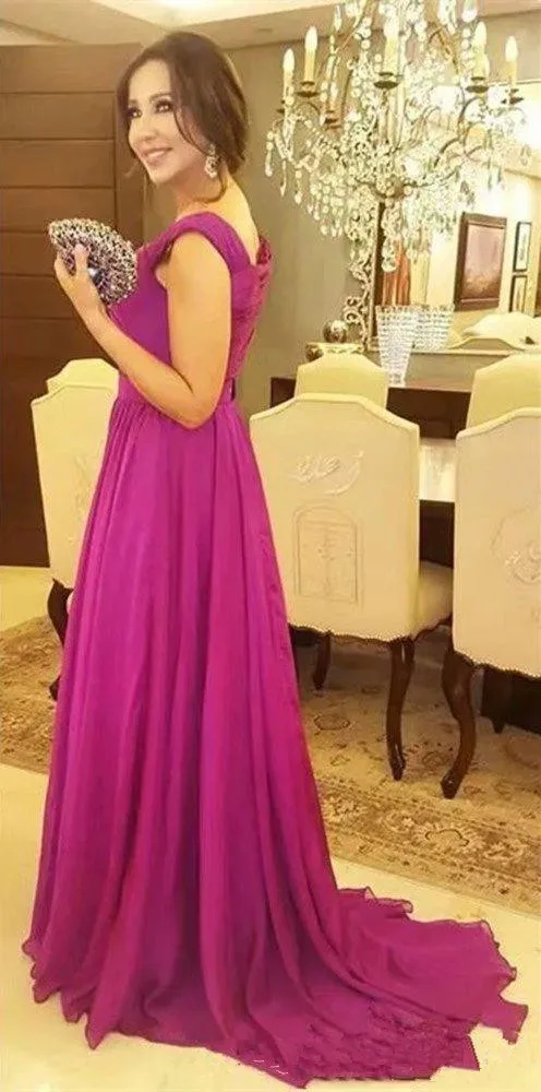 Vestido de noche para madre de la novia, elegante vestido largo hasta el suelo, estilo fucsia, para fiesta de graduación o boda