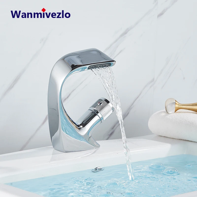 

Хромированный смеситель для ванной комнаты, кран для раковины с одной ручкой для горячей и холодной воды