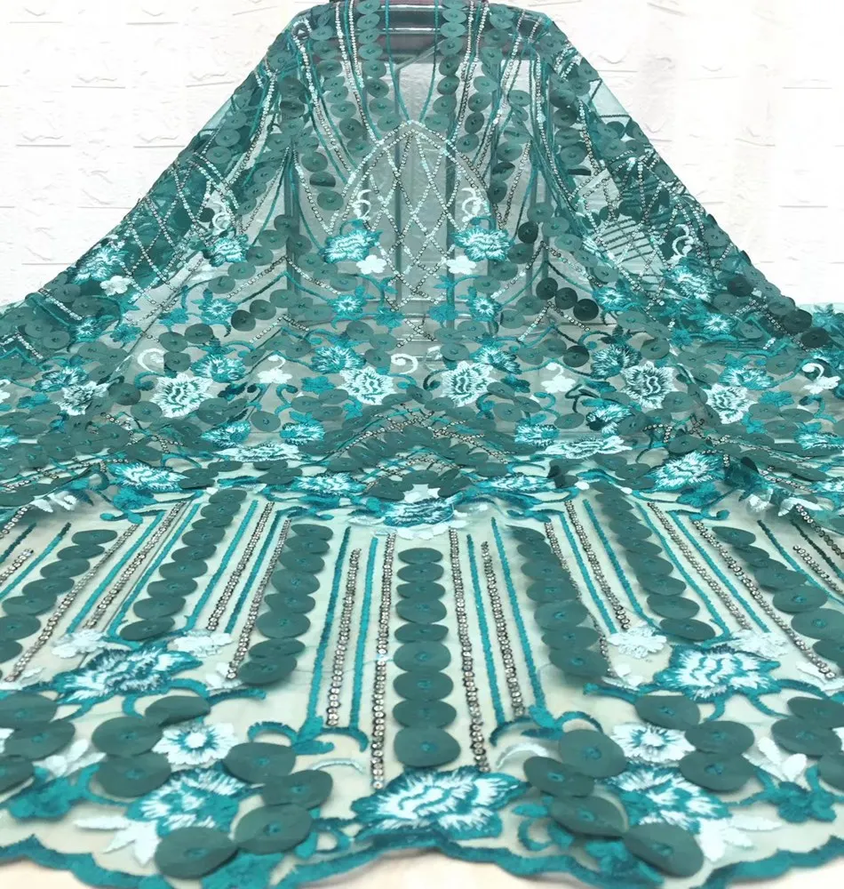 

African 3D Lace Fabrics blue Nigeria Fabric Lace Embroidery Lace African Bridal Fabric 5 Yards for Wedding Party ML8642