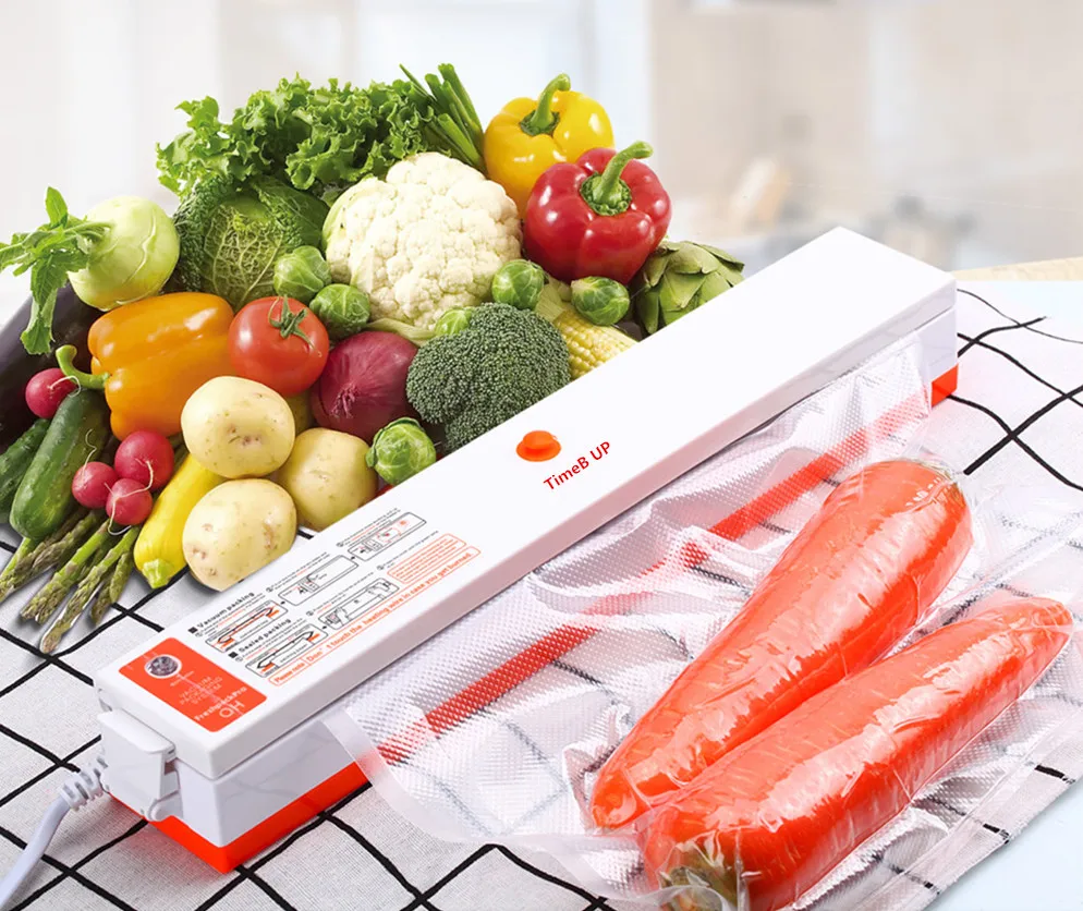 Penyegel Vakum Mesin Penyegel Makanan Kemasan Otomatis Terupgrade dengan 10 Kantong Penyegel Makanan Sistem Penyegel Udara Vakum