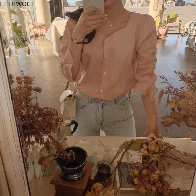 2020 Fall Autumn Basic Shirt Single Breasted Button Tops Cute Preppy Style Japan Korea Chic Vintage Blouse Solid White Women Top