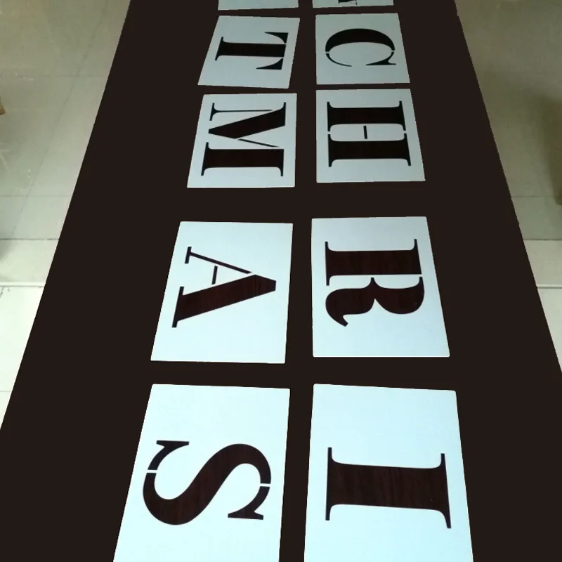 Large Letters Merry Christmas Painting Template Hand-painted Inkjet DIY Coloring Embossing Stencil Scrapbooking Decor Reusable