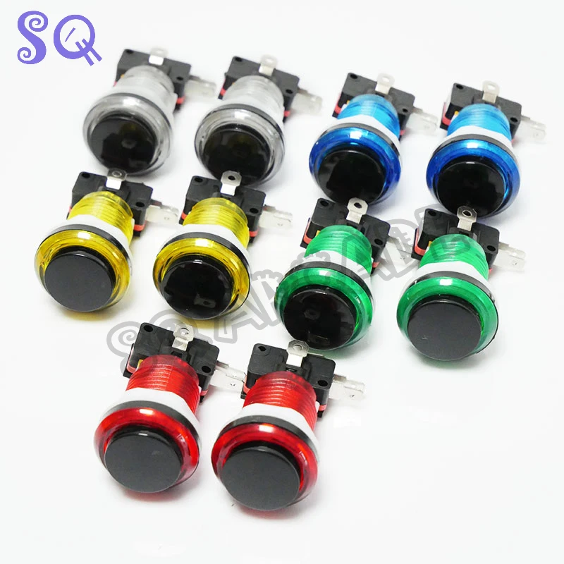 5V/12V Black Center Led Arcade Machine Push Button With Mirco Switch 5 Colors for Pandora Game Console MAME Raspberry Pi