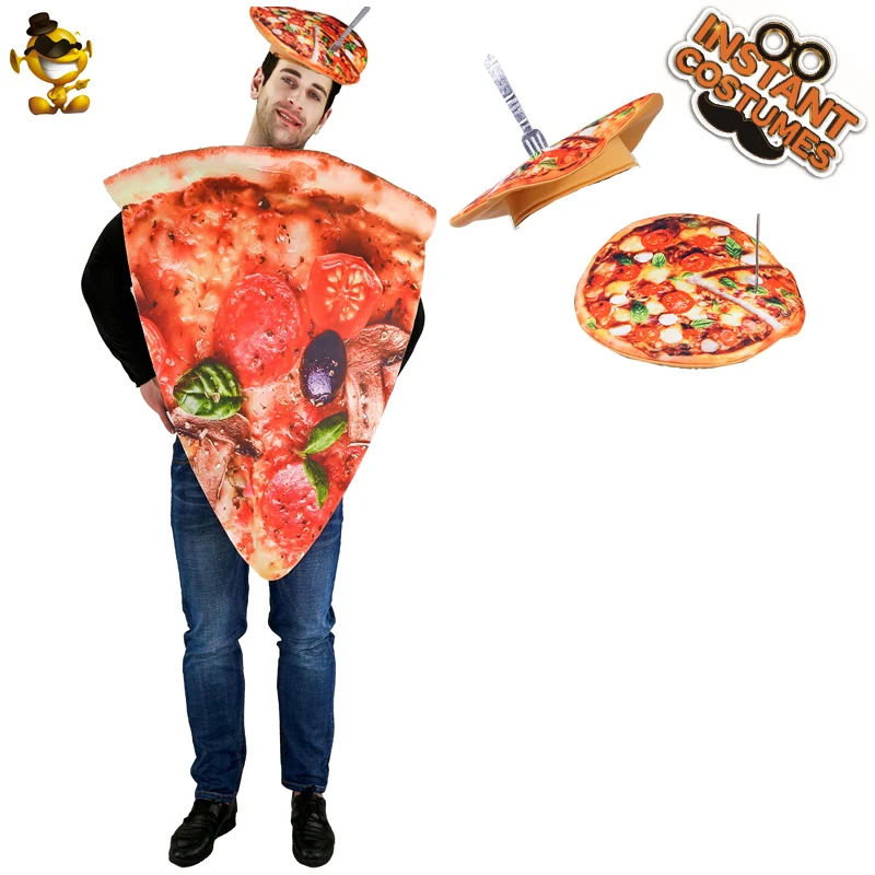 Pizza Costume Adult Cosplay Costumes Food Pizza for Women Adult Couple Halloween Costumes with Headpiece