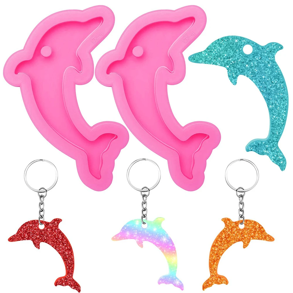 

Dolphin Shape Silicone Keychain Mold for Epoxy Resin 5pc Keyrings or DIY Keychains Earring Pendant DIYJewelry Making Tool