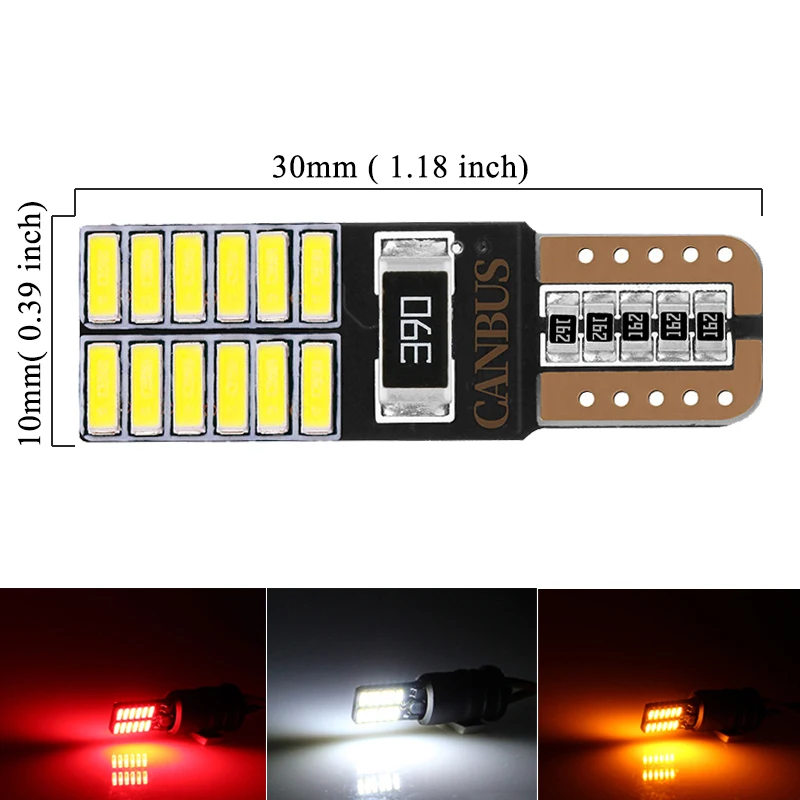 10 PCS/Lot T10 W5W LED Bulb Canbus Error Free 12V 7000K White Car Signal Light Interior Dome Reading Wedge Side Clearance Lamps