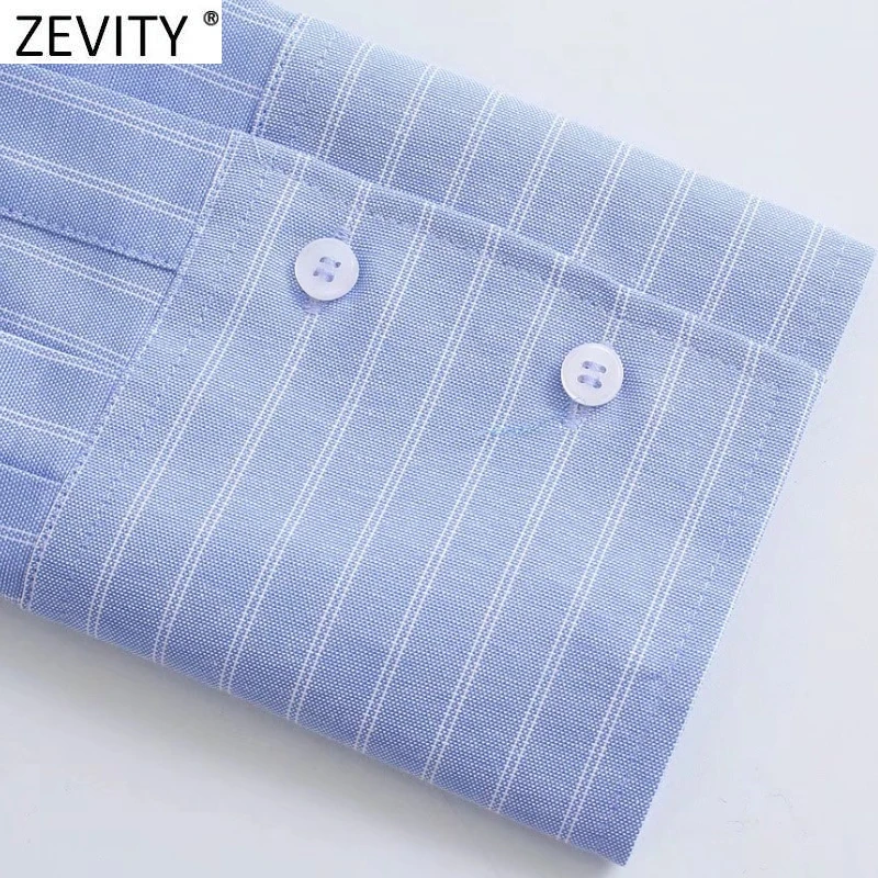 Zevity New Women Fashion Striped Print Casual Blouse Office Lady Single Breasted Business Shirts Chic Chemise Blusas Tops LS9719