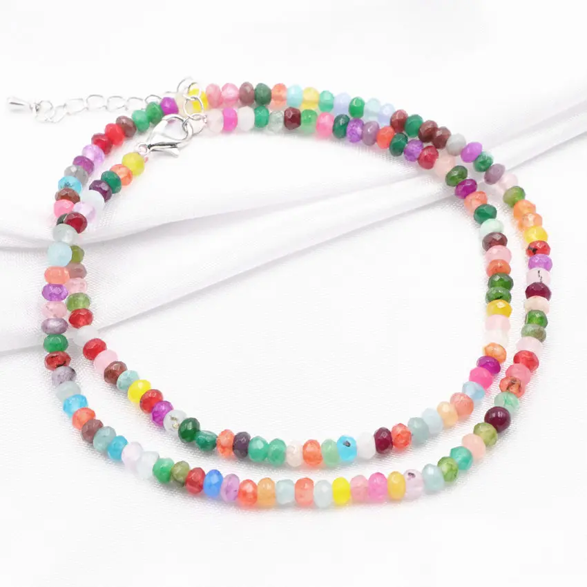 Multicolor Natural Stone Necklace Bracelet for Women Crystal Beads Choker Chain Party Wedding Exquisite Jades Jewelry Gift B107 image 4