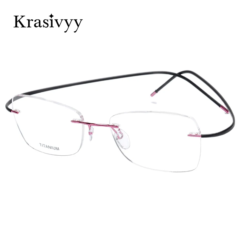 

Krasivyy Brand Pure Titanium Rimless Glasses Frame Women Ultralight Optical Prescription Eyeglasses Men 2024 Oval Myopia Eyewear