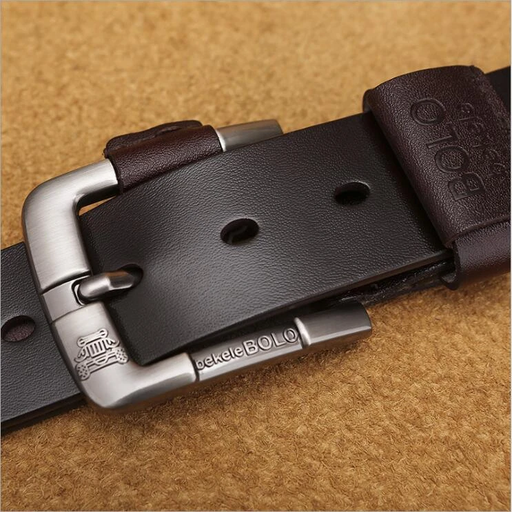 New Belt For Man Genuine Leather Factory Cowhide Cowskin Men's Casual Pin Buckle Good Quality Male Strap for Jeans Denim Vintage