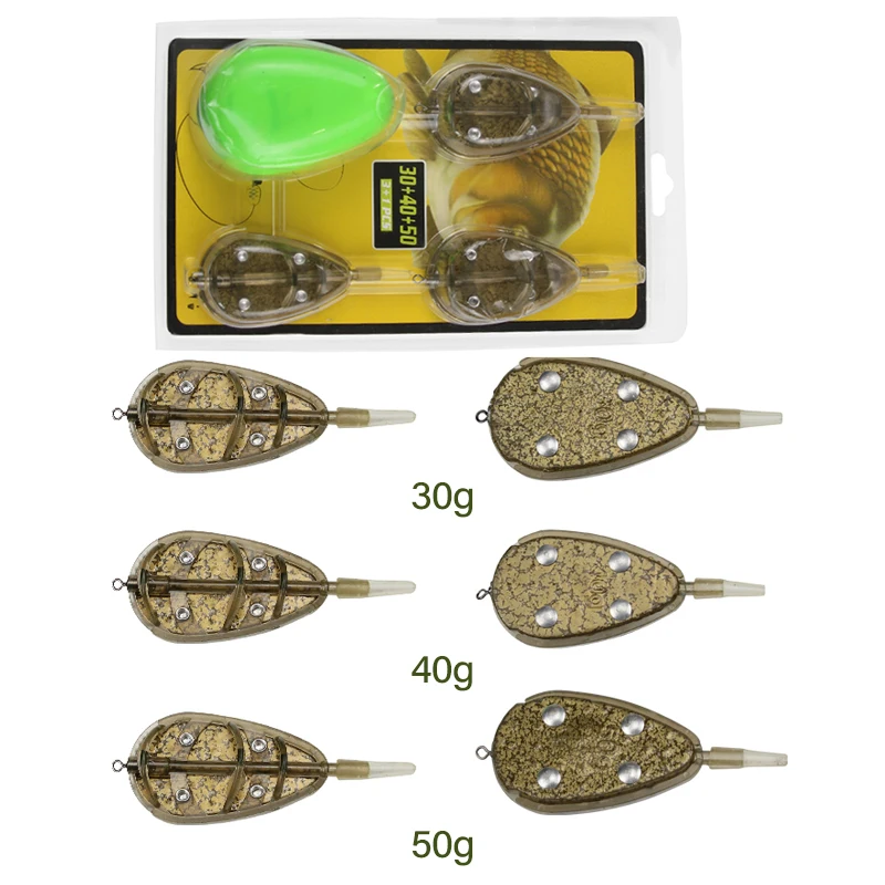 Mosodo Carp Fishing Method Feeder Mould 15g 20g 30g 40g 50g Metal Coating Inline Feeder Large Capacity Sinker Bait Thrower