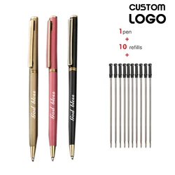 Custom Logo Ballpoint Pen Metal Business Signature Pen Laser Engraving Personalized Gift Office School Student Pen Stationery