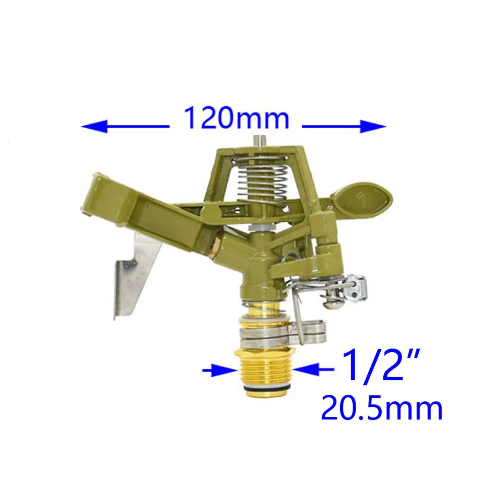 Metalowe zraszacz ogrodowy z uchwyt dyszy 1/2 3/4 nici trawnik 360 stopni regulowany obrotowy dysza wodna zraszacz impulsowy