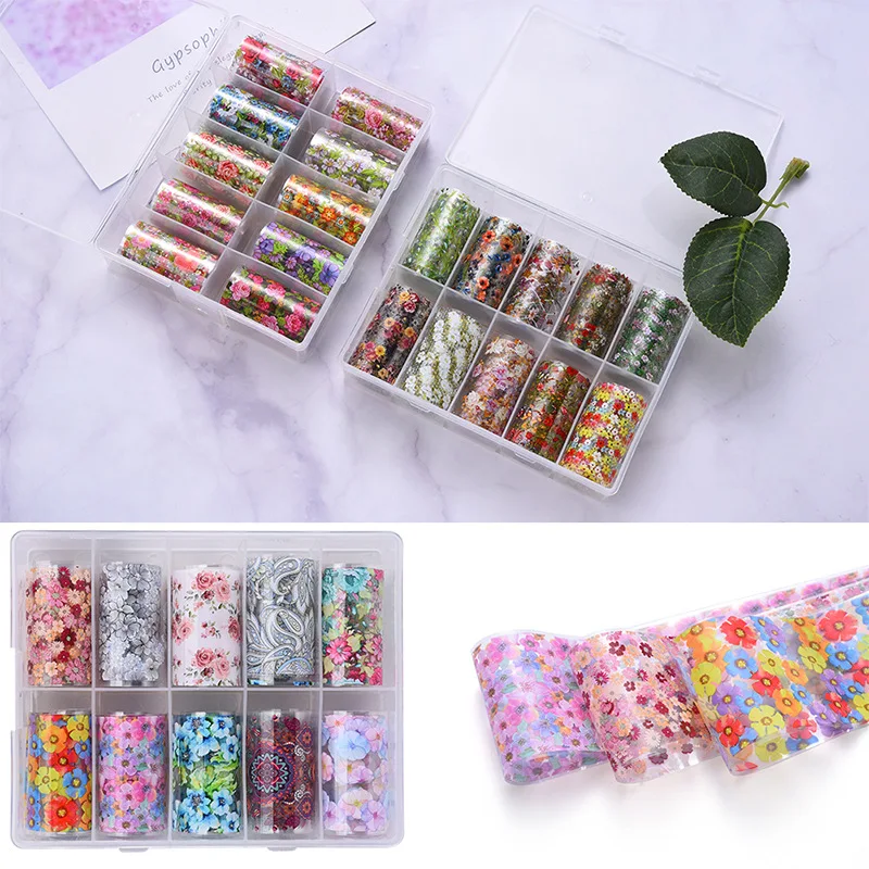 10 Muster neue Metall-Nagelfolien für Transferpapier-Aufkleber, florale Chamäleon-Nägel, Wraps, DIY, Wasser, Marmor, Nagelkunst-Dekorationen – Detail 11