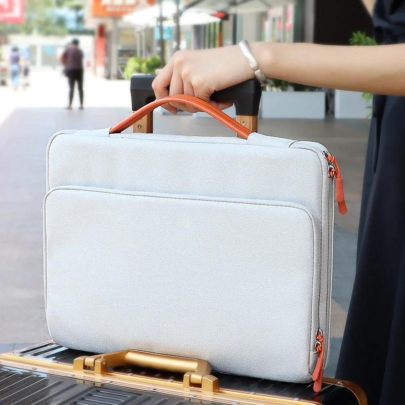 Bolso de mano Universal para ordenador portátil, funda de 13/14/15 pulgadas para Macbook, bolsa de transporte de ordenador con doble cremallera,