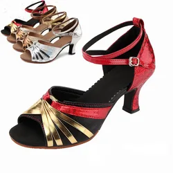 Woman Red Latin Dance Shoes Ballroom/Outdoor Dance Shoes Women Salsa Tango Dancing Shoes Girls Party Sandals 3CM-7CM