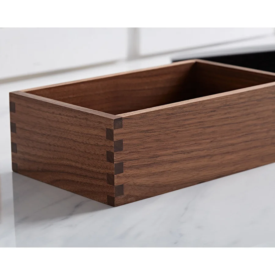 Amgoth Creative Walnut Wood Sundry Storage Makeup Cosmetic Desktop Organizer Box Storage Basket Office Stationery Pen Boxes