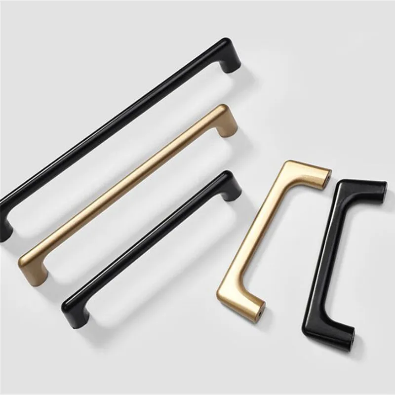 KK&FING European Matte Gold Black Aluminum Alloy Kitchen Cabinet Handles Drawer Pulls Wardrobe Door Knobs Furniture Hardware