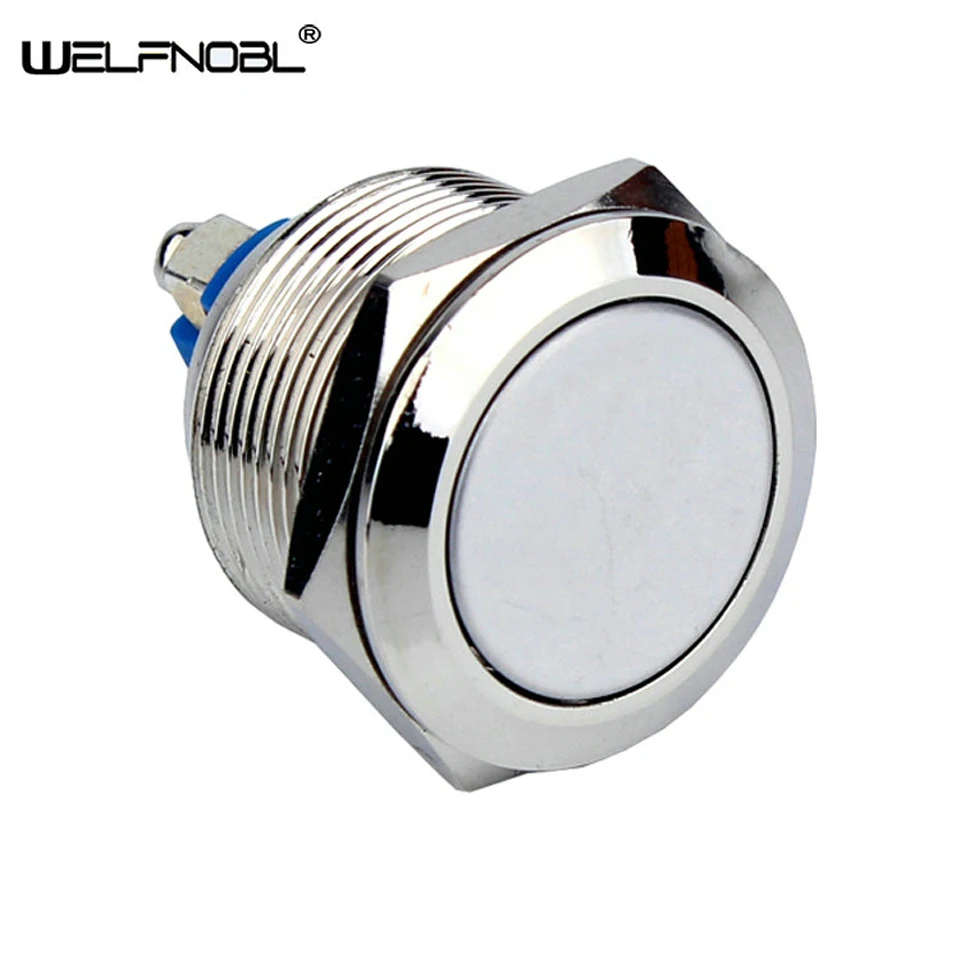 

Flat Round Head Switch 19mm Waterproof 1NO Metal Screw Momentary Reset Push Button Switch