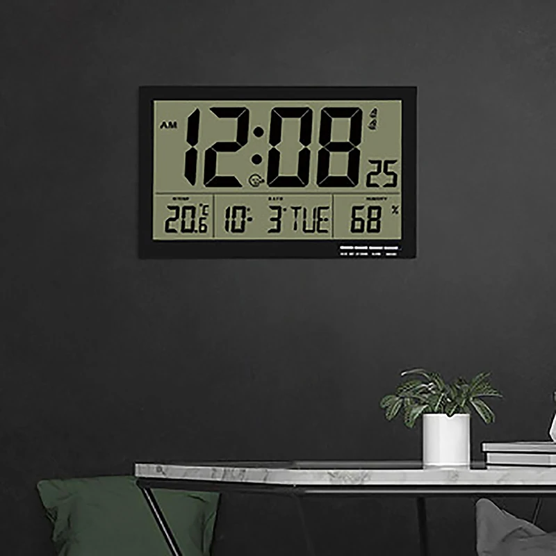 Commercial Grade Jumbo Large Screen Digital Calendar Wall Clock in Lobby Multi-Functional Temperature Humidity For Home Decor