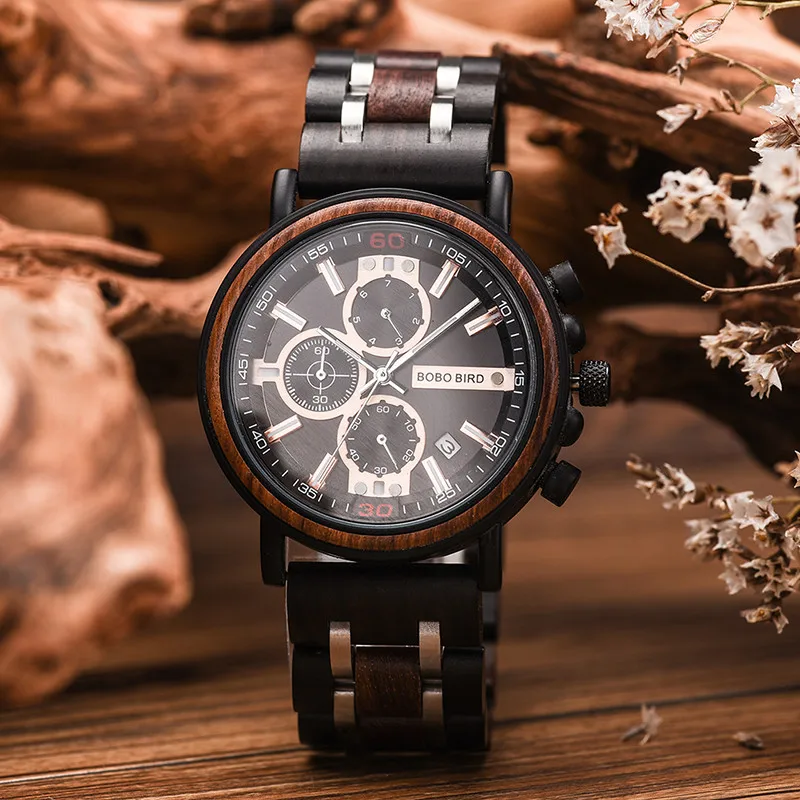 Customized BOBOBIRD Wood Watch Engrave Your Personalized Logo On The Back Cover relogio masculino Gift With Wooden Box L-S18-1